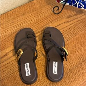 Steve Madden Dark Brown Sandals with Gold Accent